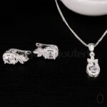 Ensemble en argent collier ,boucle d'oreille en bague