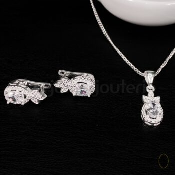 Ensemble en argent collier ,boucle d'oreille en bague