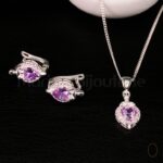 Ensemble en argent collier ,boucle d'oreille et bague