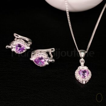 Ensemble en argent collier ,boucle d'oreille et bague