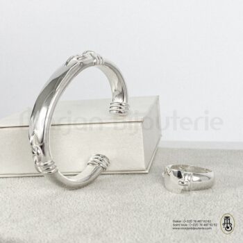 Ensemble bracelet / bague en argent adulte