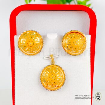 Ensemble Pendentif boucle d'oreille  en Or 18k