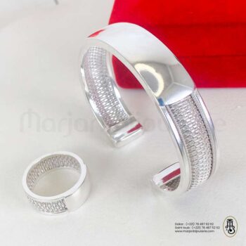 Ensemble bracelet / bague en argent femme