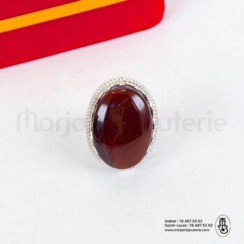 Bague aqiqah pierre Agate  marron Originale
