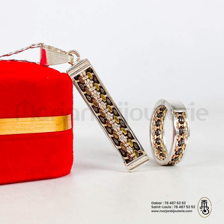 Ensemble chaine et bague ndiakhass Personnalise