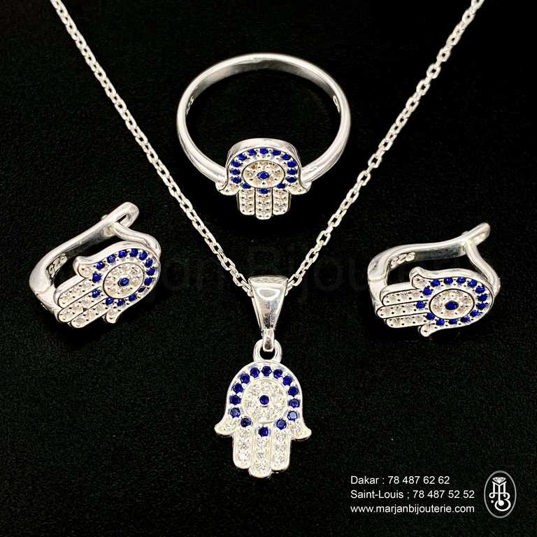 Ensemble chaine et boucle d'oreille en argent