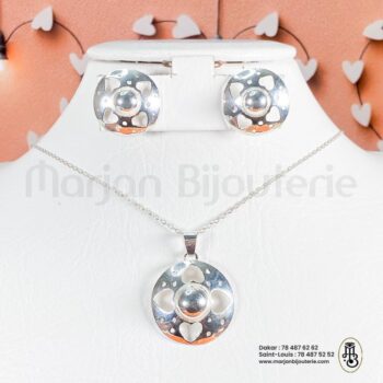 Ensemble Pendentif et Boucles d'Oreilles_Cœur d'Argent