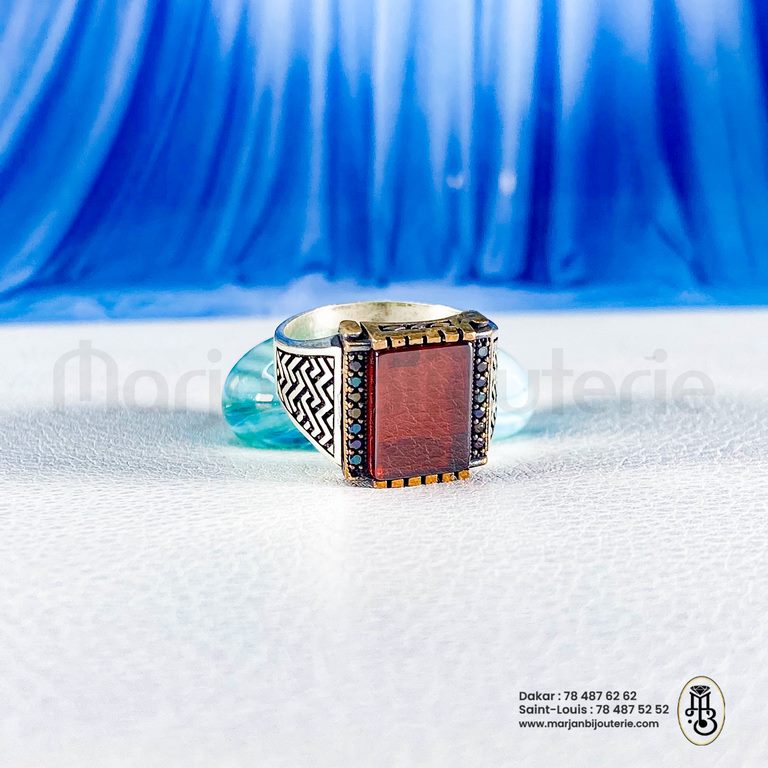 Chevalière Homme Empire Rouge en Argent ❤️✨
