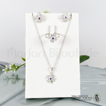 Parure Fleur en Argent Violette✨💜