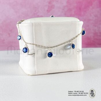 Chaîne de Cheville Fétiche_Gouttes d'Azur en Argent_Cristaux✨🩵💙