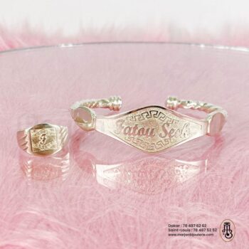 Parure Bracelet Jonc et Bague Personnalisée en Argent✨💕