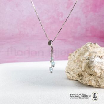 Collier Pendentif Croissant de Lune et Perles Bleues✨🩵