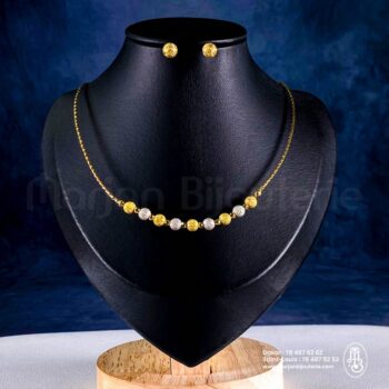 Ensemble 3Or_Collier puces d'oreilles scintillantes✨🖤💛
