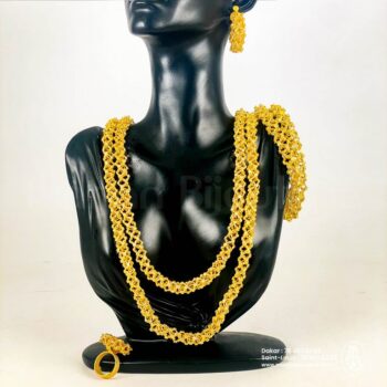 Ensemble Parure Filigrane Dorée – Collier, Bracelet, Bague & Boucles d'Oreilles✨🤍💛