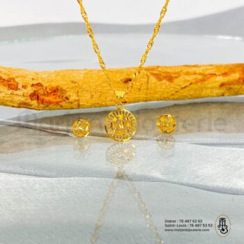 Ensemble Collier & Puces d'Oreilles Mandalas en Or 18K✨💛