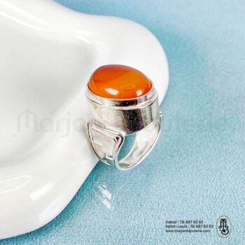 Bague Aqiqa en Argent Massif Sertie d'une Cornaline Ovale✨🧡