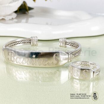 Duo Bracelet Jonc et Bague Personnalisables en Argent✨💛
