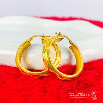 Boucles d'Oreilles Créoles Épaisses Motif Vague - Or 18K
